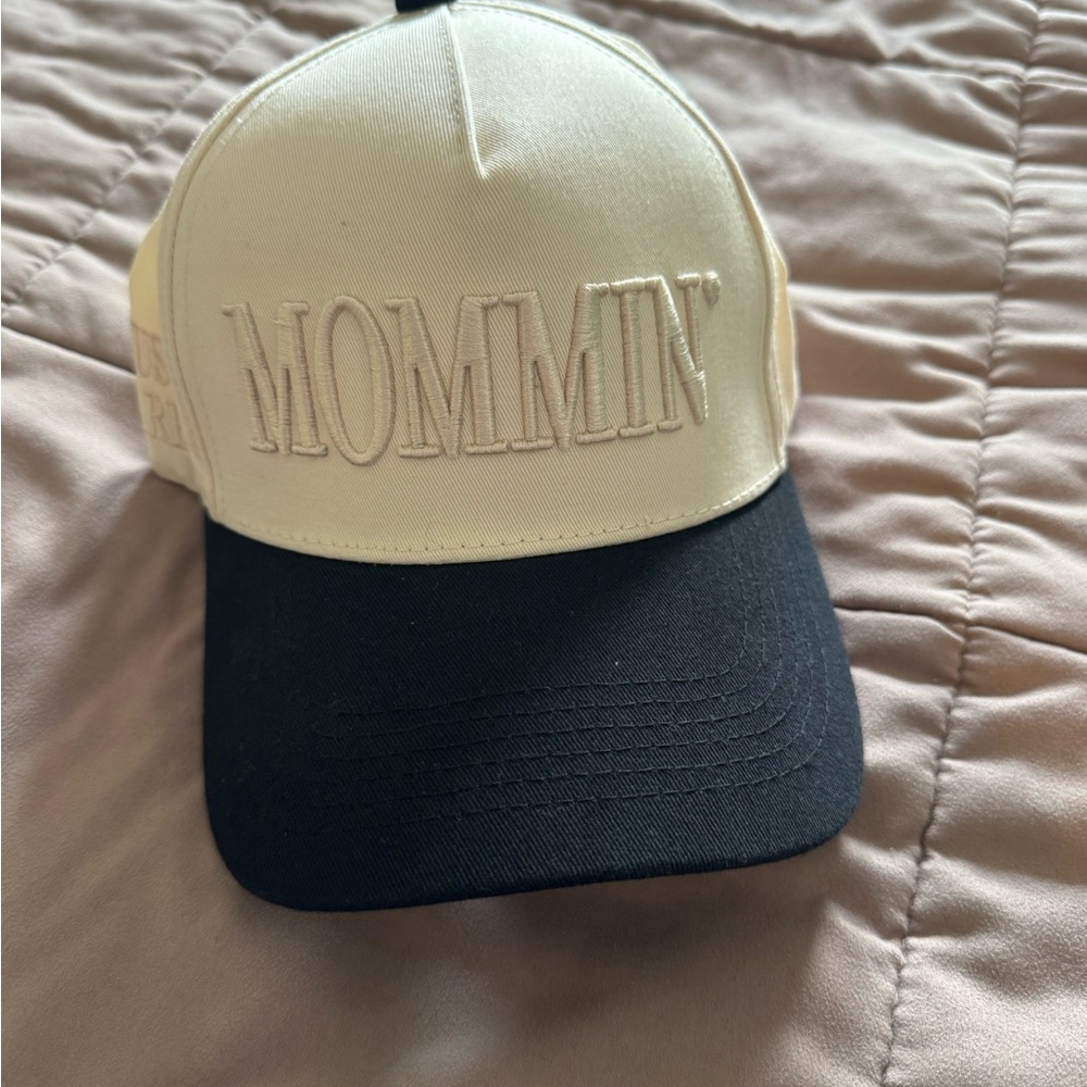 Cream and Black 'Mommin' Cap